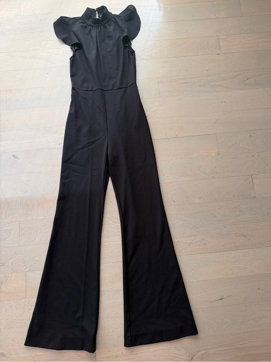 Amanda Uprichard Pants - Black Women's Ruffle Sleeve Jumpsuit